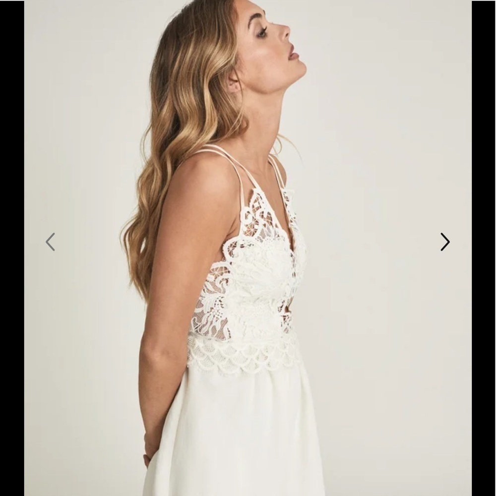 REISS Serena Lace Midi Dress NWT White Crochet Lace Empire Waist Wedding Guest - Picture 6 of 15